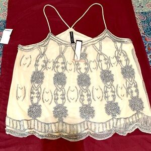 W118 by Walter Baker Cream and Gray Top